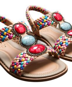 Alternative view of Zelatprox Women's Bohemian Slip-On Flat Sandals – Colorful Woven Comfort Shoes