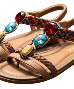 Home Zelatprox Women's Bohemian Slip-On Flat Sandals – Colorful Woven Comfort Shoes