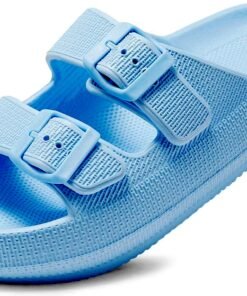 Harvest Land Women's Double Buckle Adjustable Slide Sandals - Blue Size 9 Harvest Land Women's Double Buckle Adjustable Slide Sandals - Blue Size 9 - Image 6