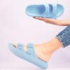 Harvest Land Women's Double Buckle Adjustable Slide Sandals - Blue Size 9 Womens Cloud Slides1