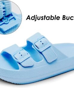Harvest Land Women's Double Buckle Adjustable Slide Sandals - Blue Size 9 Harvest Land Women's Double Buckle Adjustable Slide Sandals - Blue Size 9 - Image 4