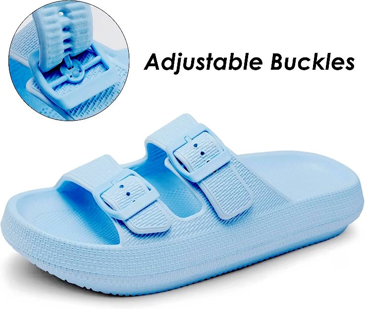 Harvest Land Women's Double Buckle Adjustable Slide Sandals - Blue Size 9 Harvest Land Women's Double Buckle Adjustable Slide Sandals - Blue Size 9 - Image 4