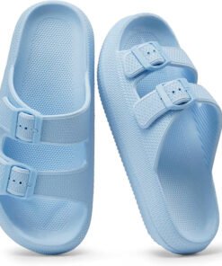 Alternative view of Harvest Land Women's Double Buckle Adjustable Slide Sandals - Blue Size 9