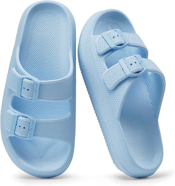 Harvest Land Women's Double Buckle Adjustable Slide Sandals - Blue Size 9 Harvest Land Women's Double Buckle Adjustable Slide Sandals - Blue Size 9 - Image 2
